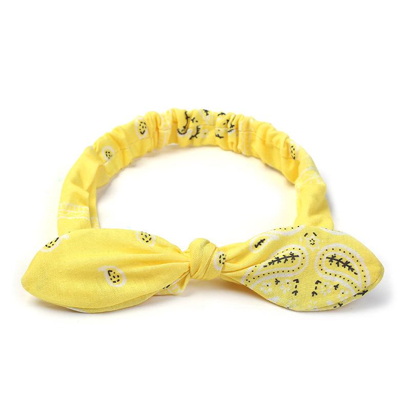 Boho Bow Headbands for Women Vintage Paisley Bandana Flower Printed Hairband Elastic Rabbit Ear Head Wrap Cashew Print Bandage Cute Hair Accessories