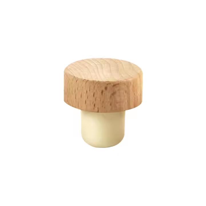 Wooden and Polymer Bottle Stopper T Shape Cork Stopper for Wine Vodka Whisky Bottles T Shaped Synthetic Wine Corks