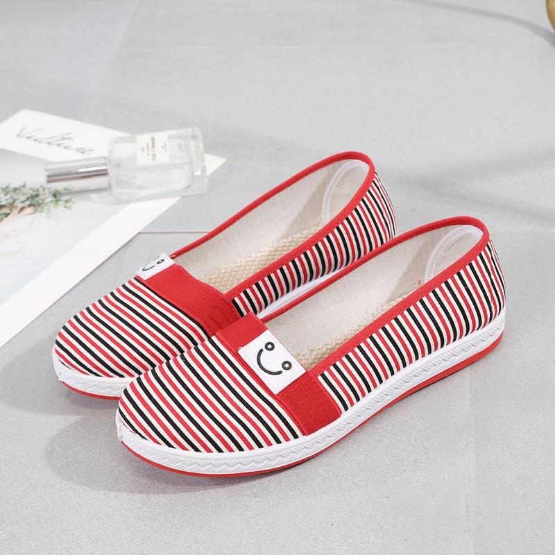 Женские мокасины на плоской подошве, женская повседневная обувь в полоску, удобная, мягкая, хлопковая, женская обувь, женская модная обувь fgb5