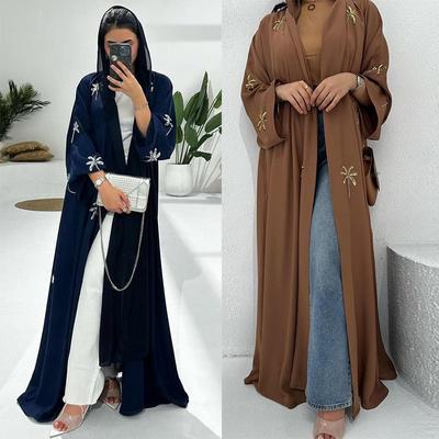 MQ211 Скромный кардиган в арабском стиле: Изысканная абайя, расшитая пайетками - Мода для мусульманок Ближнего Востока