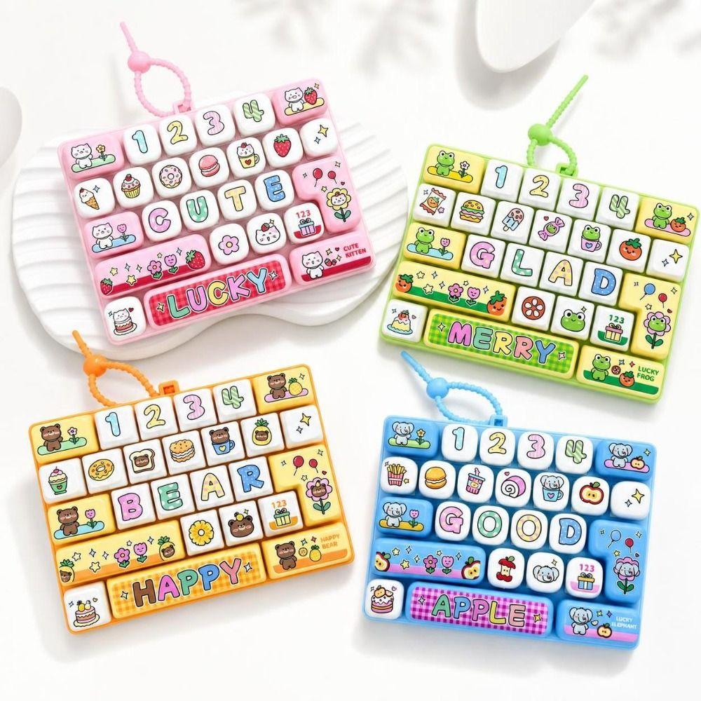 16 Keys Mechanical Keyboard Kitten/Elephant/Frog/Bear Prints Hangable Stress Relief Fidget Clear Key Sounds Gift