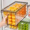 Refrigerator Organizer Transparent Food Box with Handle Lid Food-Grade Fridge Organizer Storage Bin for Fruits Vegetables Salads