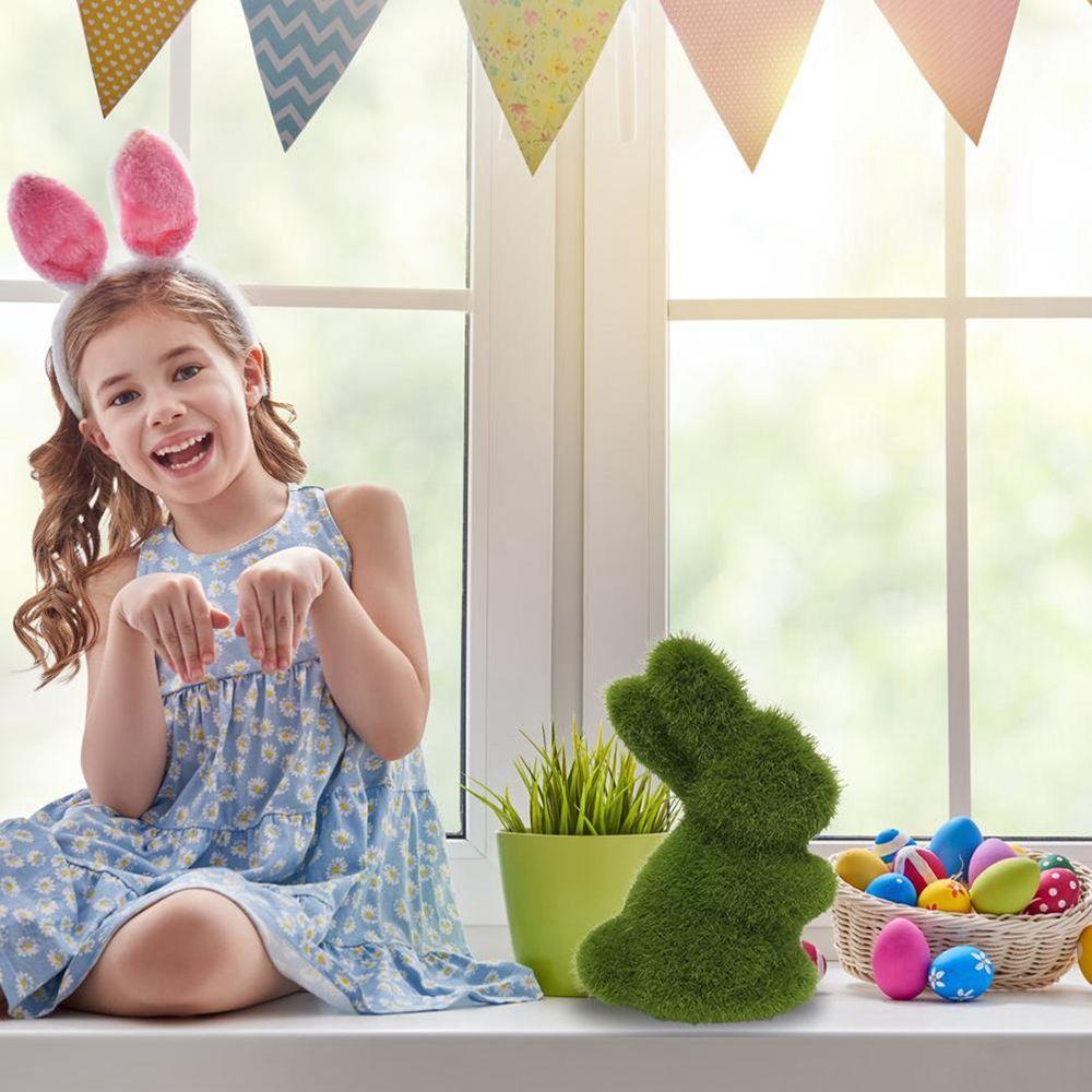 Статуэтки Украшения Пасхальный Искусственный Мох Зайчик Искусственный Газон Садовые Украшения Домашний Офисный Декор