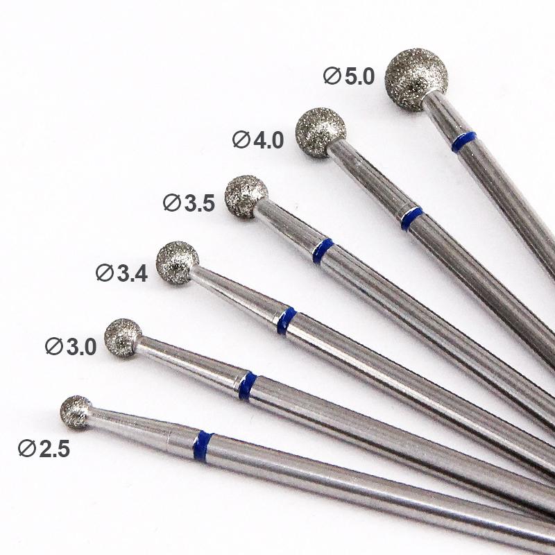 Nail Polishers Diamond Rotary Burs 5.0/4.0/3.5/3.4/3.0/2.5 Nail Drill Bits Manicure Pedicure Set 0-35000rpm Professional