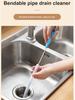 Гибкий инструмент для удаления засоров в трубах, средство для очистки слива от волос, щетка для чистки резервуара для воды для умывания лица, инструмент для водопроводных труб
