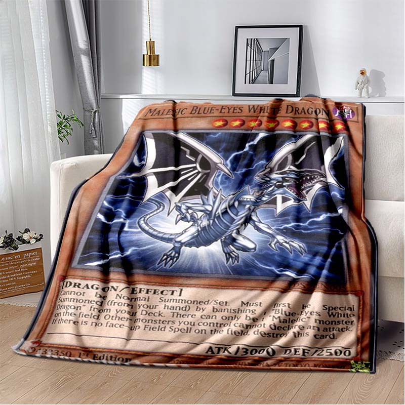 Yu‑Gi‑Oh Anime Card Print Flannel Blanket Cozy Warm Throw Bedroom Sofa Birthday Present Indoor Home Holiday Lounge Art Decor