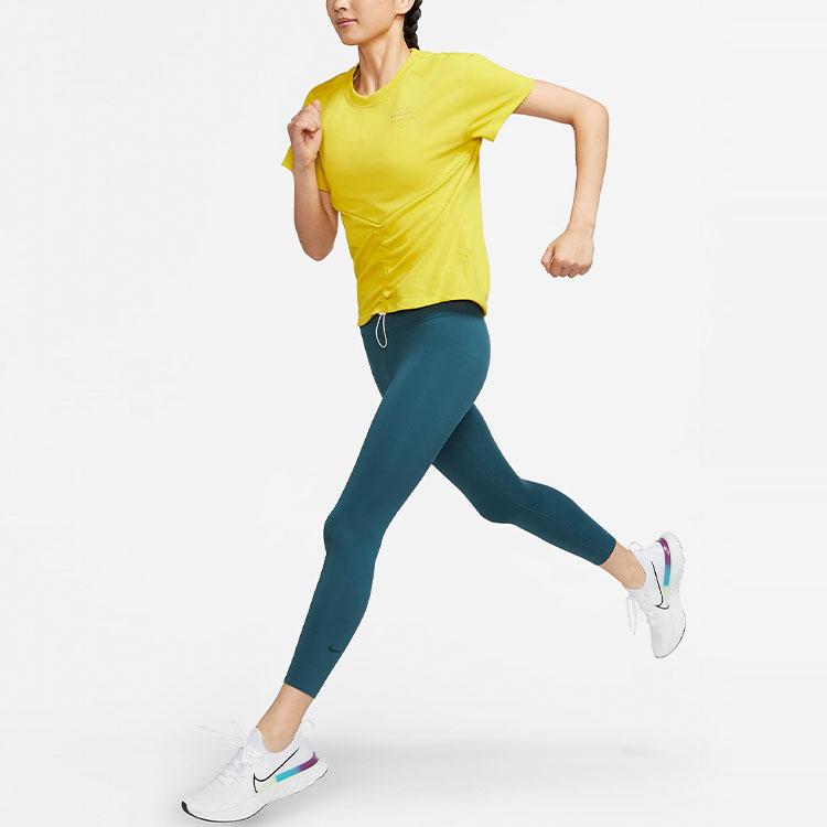 Nike Dri-FIT Run Division светоотражающий логотип принт спортивная беговая футболка с коротким рукавом женские топы желтый DD5316-733