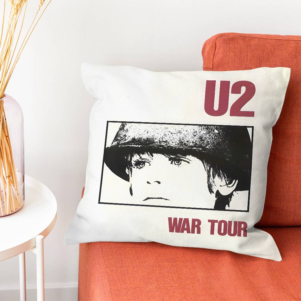 Rock Band U Pillow Case Silky Short Plush With Invisible Zipper Dustproof Sofa Cushion Cover For Home Decor