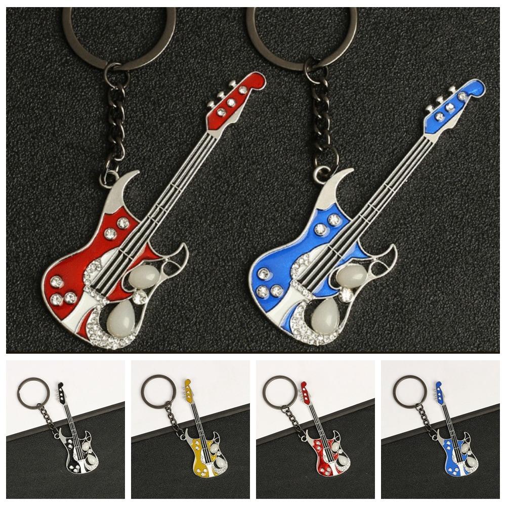Guitar Shape Y2k Guitar Keyring Mini Spot Drill Guitar Keychain Charm Guitar Keychain Bag Pendant
