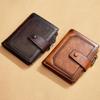 Vintage Men Genuine Leather Wallet RFID Blocking Trifold Short Multi Function Money Clip Large Capacity Zipper Coin Purse