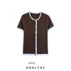 Araltay New Arrival Fashion Wind Foreign Trade Women's Clothing Fashion Color Contrast Knitting Short Sleeve Jacket 0014114 700