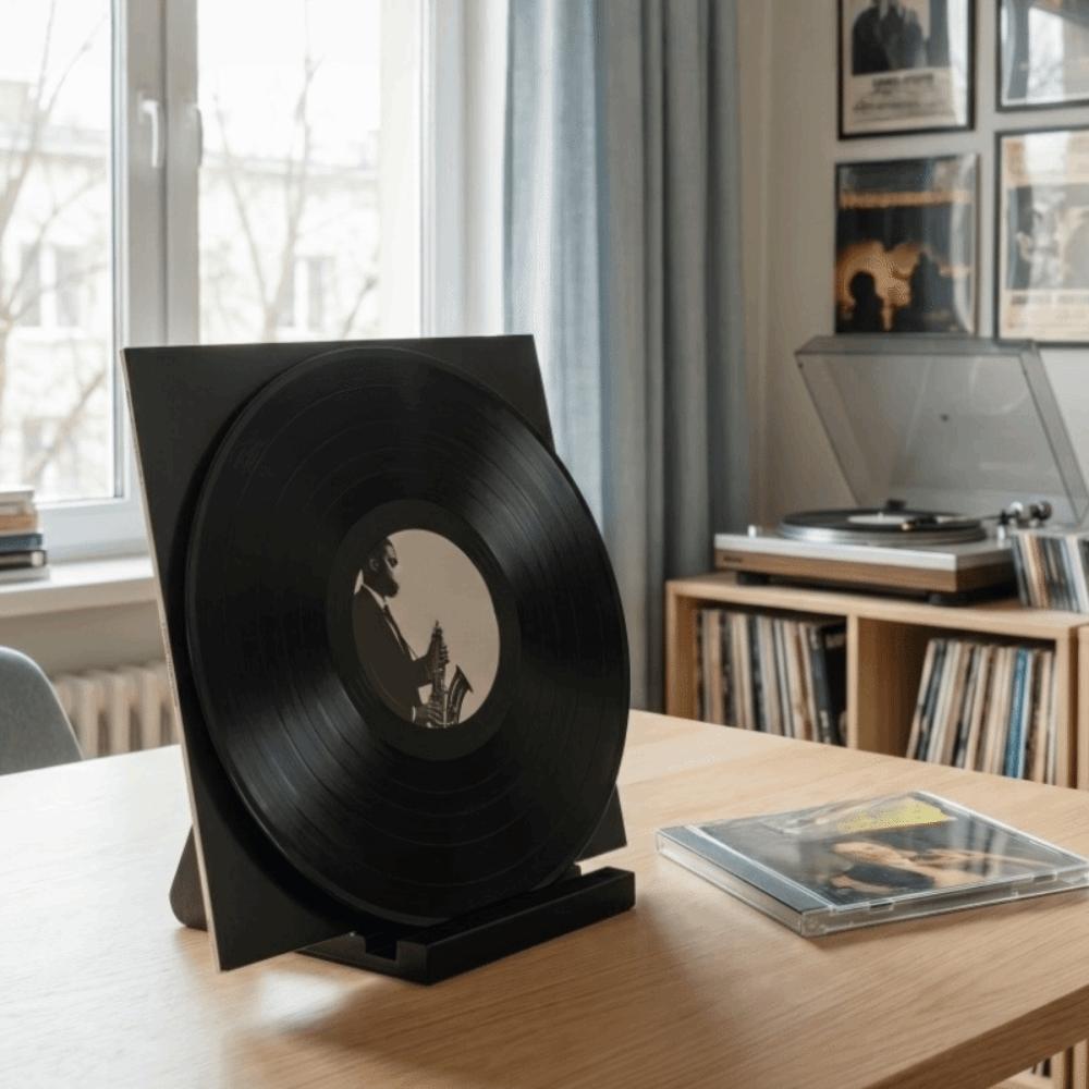 Slanted Support Vinyl Record Stand 3D Printed Vinyl Record Display Rack Desktop