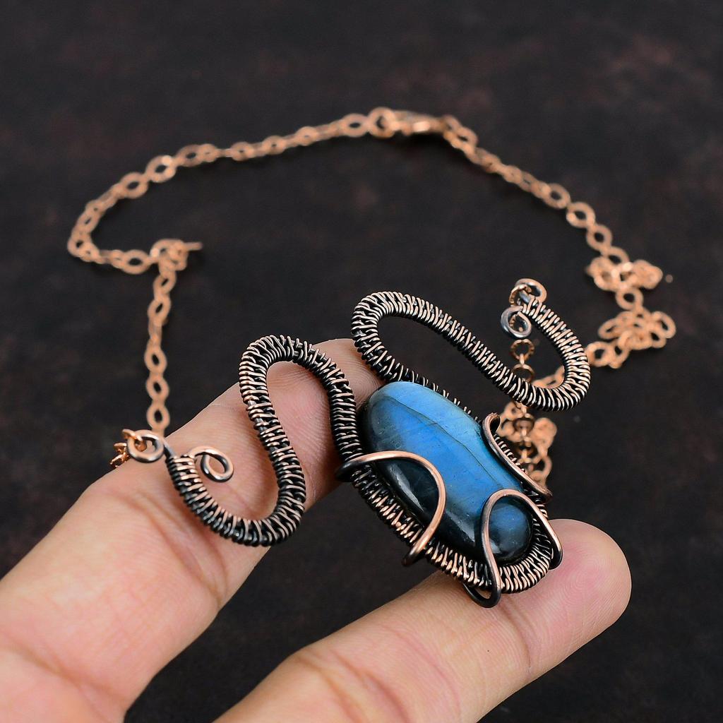 Labradorite Necklace Copper Wire Wrapped Necklace Adjustable Necklace Copper Jewelry Handmade Dainty Necklace Gemstone Jewelry Gifts For Mom
