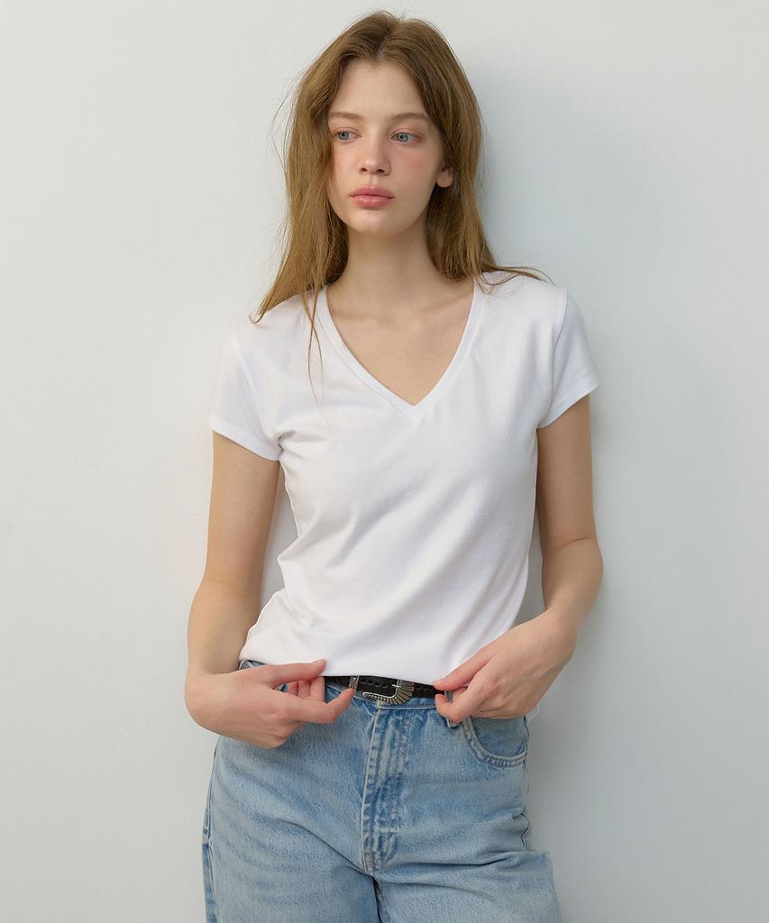 CITYBREEZE Logo Label V-Neck Short Sleeve T-Shirt_6 Colors