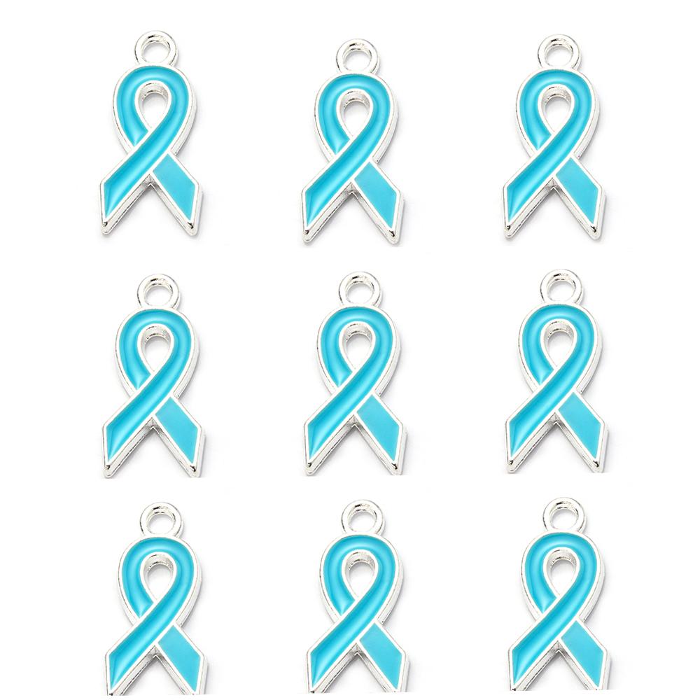 10pcs Alloy Ribbon Charms Breast Cancer Awareness Pendants Enamel Charms For Jewelry Making DIY Necklace Bracelet Accessories