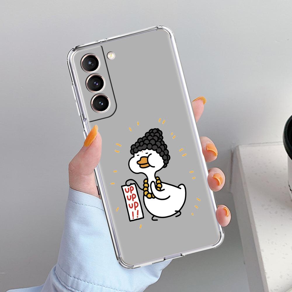 Чехол для телефона Samsung Galaxy S26 S25 S24 S23 S22 Ultra S20 S21 FE 5G Plus Мягкий Прозрачный Чехол Забавный Милый Утенок Модный Парный