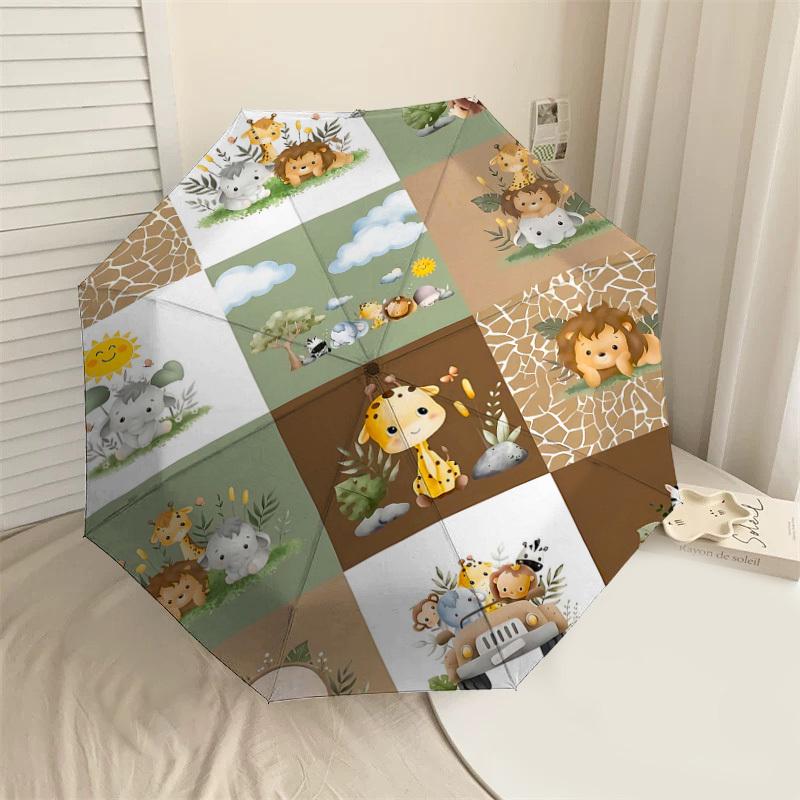 1PC Safari Animals Umbrella-8-Rib Reinforced, Automatic Open, Lightweight & Durable, Fashion Accessory for Outdoor, H0382