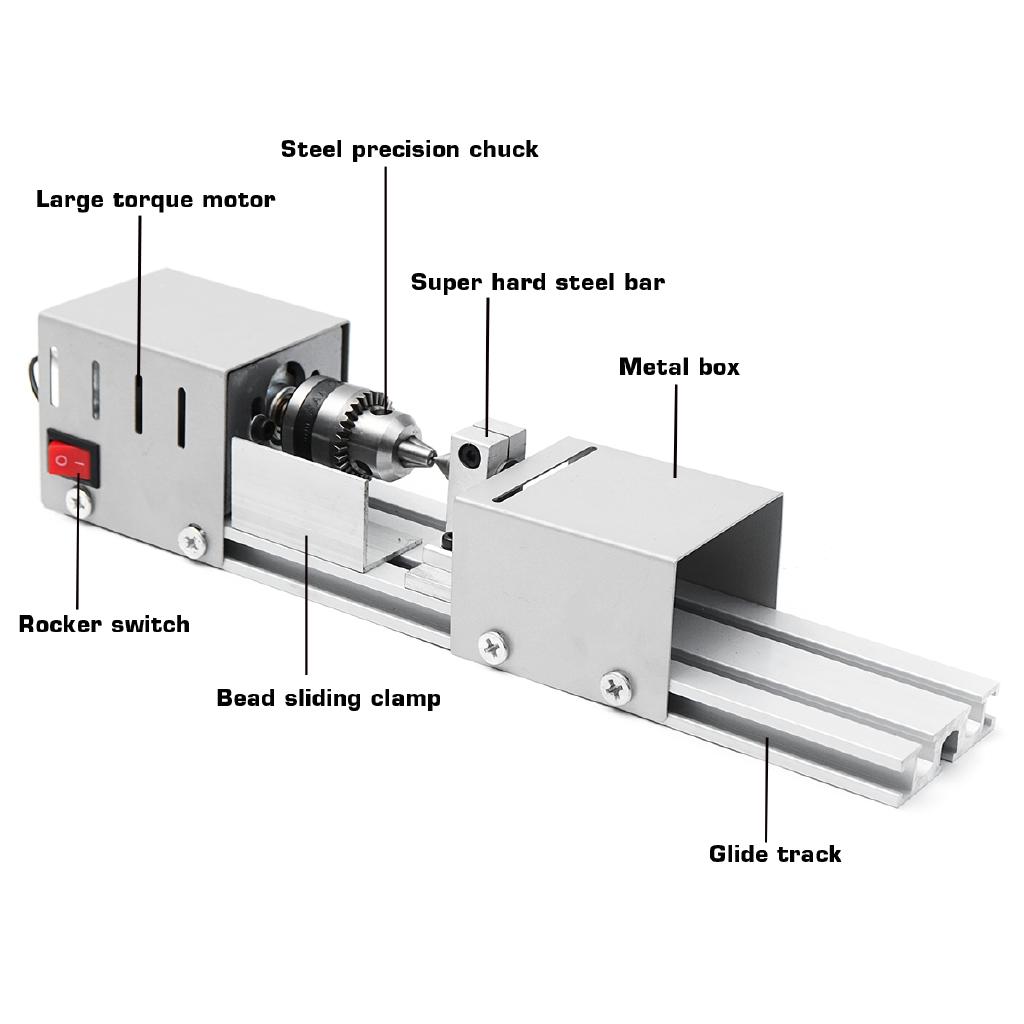 Мини-токарный станок DC 12-24В, станок для изготовления бусин, деревообрабатывающий токарный станок для DIY, стандартный набор с резьбовым резцом, токарный станок по дереву