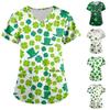 Women's Fashion V-neck Short Sleeve Workwear With Pockets St. Patrick's Day Printed Tops