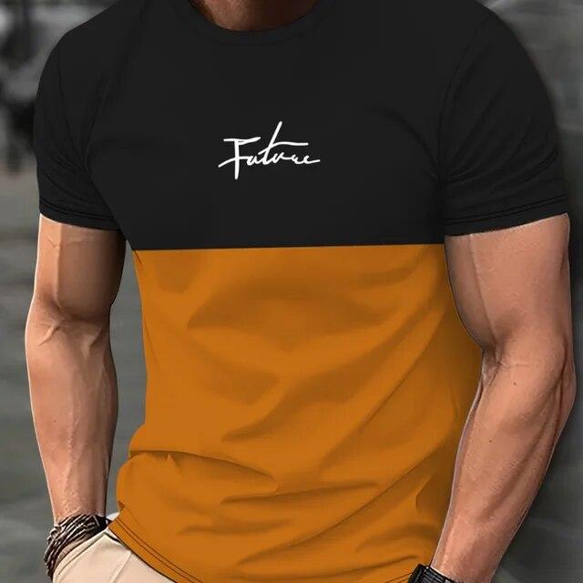 Повседневные мужские футболки, весенняя одежда, рубашки с эффектом омбре, большие топы с короткими рукавами, футболки для мальчиков 5XL, винтажные мужские футболки