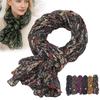 Floral Cotton Linen Scarf Vintage Long Shawl Wrap Fashion Pleated Printed Scarf  For Autumn Winter