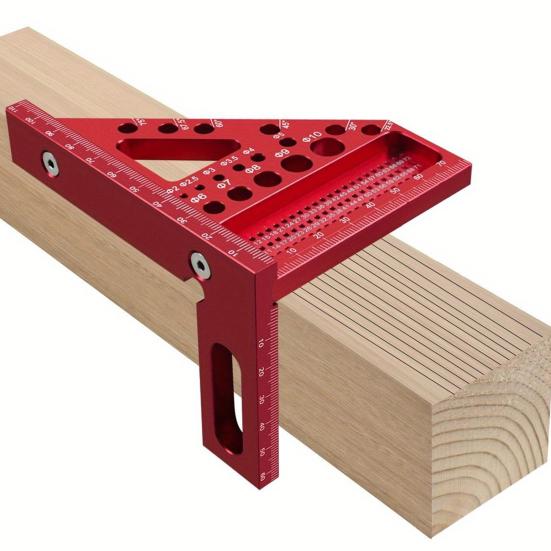 1/2 шт. 3D треугольная линейка из алюминиевого сплава с отверстиями для направляющей дрели, угломерная линейка 45/90, многоугольная измерительная линейка для деревообработки, столярная