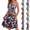 Strapless Dress For Women Summer Dresses For Women Beach Cover Ups Strapless Boho Floral Print Sundress