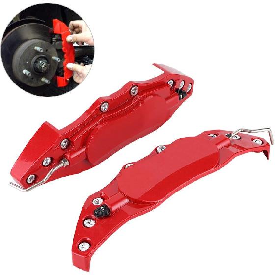 Brake Caliper Covers, Left Right Universal Red Aluminium Alloy Brake Caliper Covers, For 16-17 Inch Wheels (L)