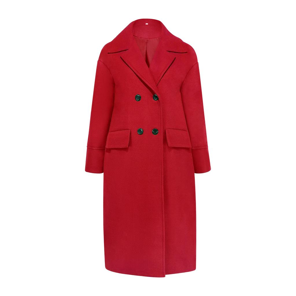 IHUASU Loose Winter Autumn Women's Tweed Jacket Warm Commuter Temperament Coat