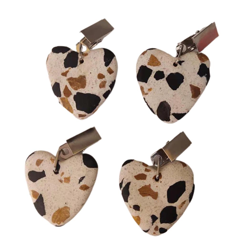 4 Pcs Table Cloth Clips for Outside Table Tablecloth Weights Clips Marble Heart Shape Heavy Duty Tablecloth Pendant
