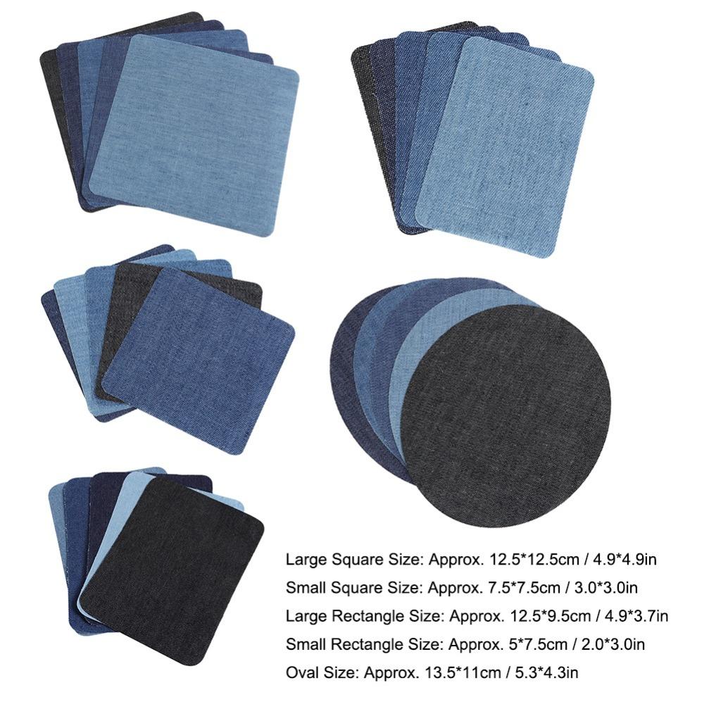 25PCS Blue Denim Patches No Sew Sewing Patches Decoration Set Cloth Patches  Home Use