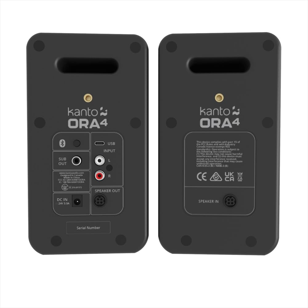 Kanto Active Desktop Speaker ORA4 Matte Black совместим с разрешением входного сигнала [] Bluetooth5.0/USB-C (24 бит/96 кГц)/RCA вход/140 Вт DSP/Высокий