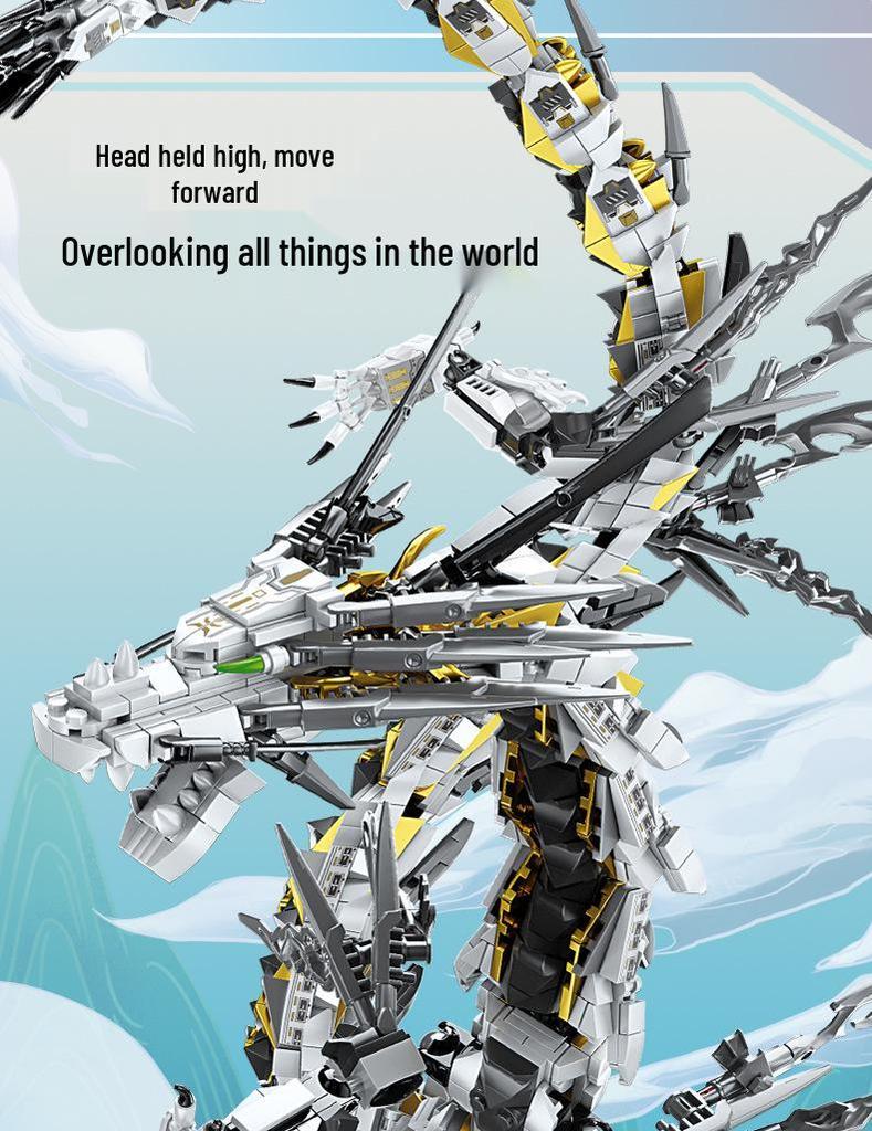 KaiZhi White Hurricane Dragon Space-Air Beast Building Blocks: Chinese Style Educational Toy Gift for Boys