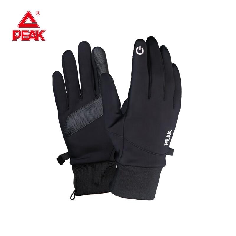 PEAK Cycling Gloves for Men And Women, Autumn And Winter Waterproof Mountain Bike Warm Outdoor Sports Hiking Anti-Slip Touchscreen Compatible, Black