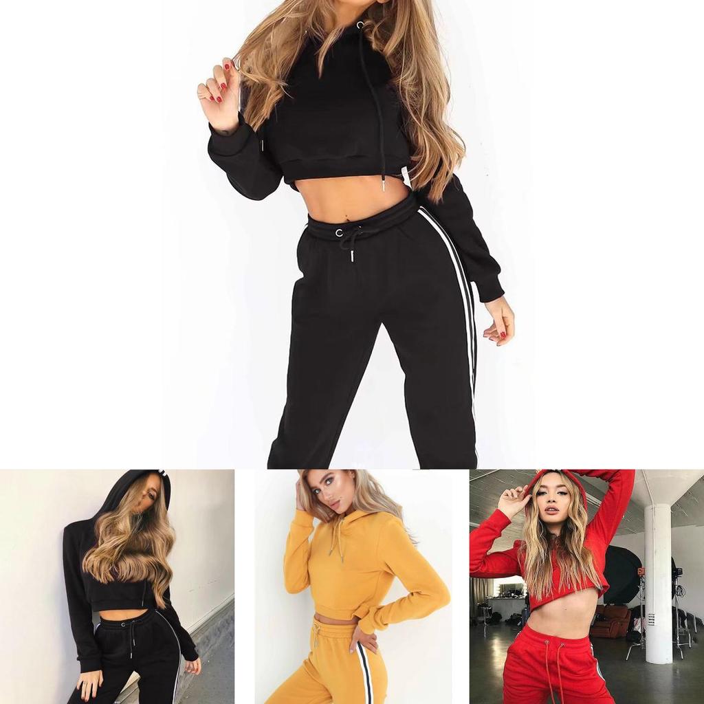 Sets Womens Tracksuit Topsbottom Fashion Long Sleeve Loose Pullover Sportwear