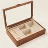 Solid Wood Ring Earrings Storage Jewelry Box Luxury Transparent Glass Cover Jewelry Organizer Aesthetic Display Boxes Bracelet Packaging Boxes Gifts