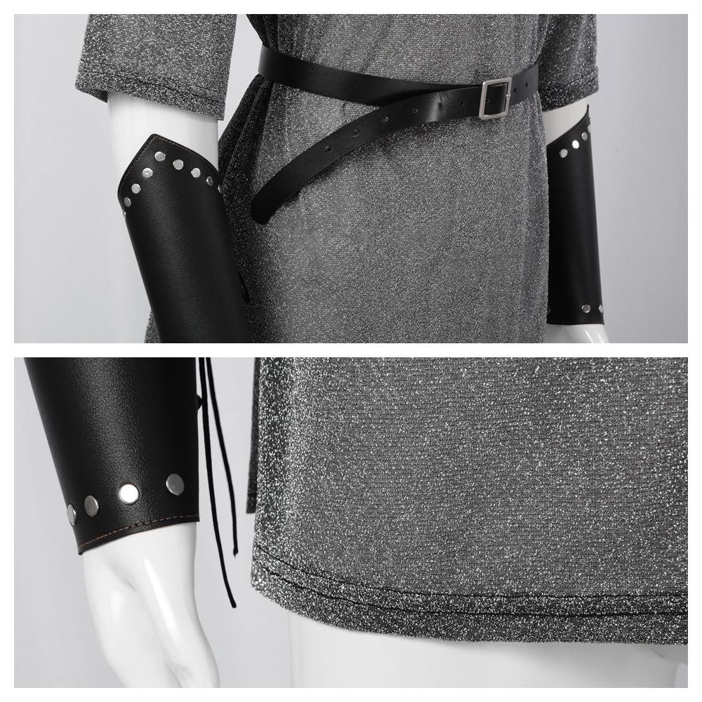 Аниме Ренессанс Искусственная Кольчуга Туника Рубашка Койф Средневековый Рыцарь Капюшон Костюм Крестоносца Наряд Наручи Поясной Ремень Набор