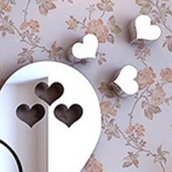 1 Set Heart Shape Acrylic Mirror Stickers Adhesive Removable Wall Stickers Solid Color Home Decoration
