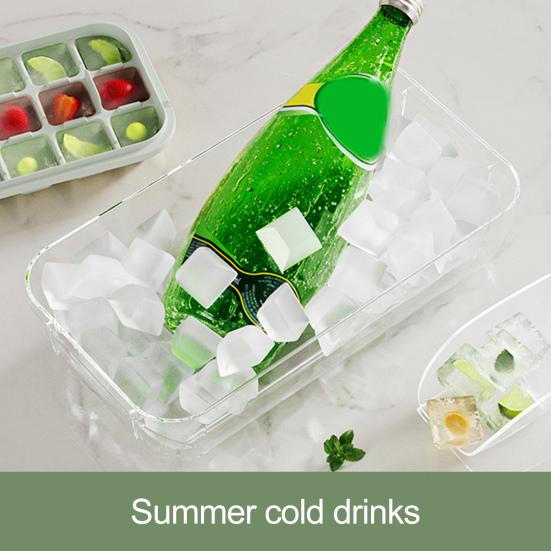 Ice Cube Tray with Lid And Bin Press-Button Release Ice Mold for Freezer BPA-Free Ice Cube Maker for Drinks