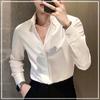 Big V New V-neck Shirt Men's Thin Style Korean Handsome Slim Casual Handsome Shirt