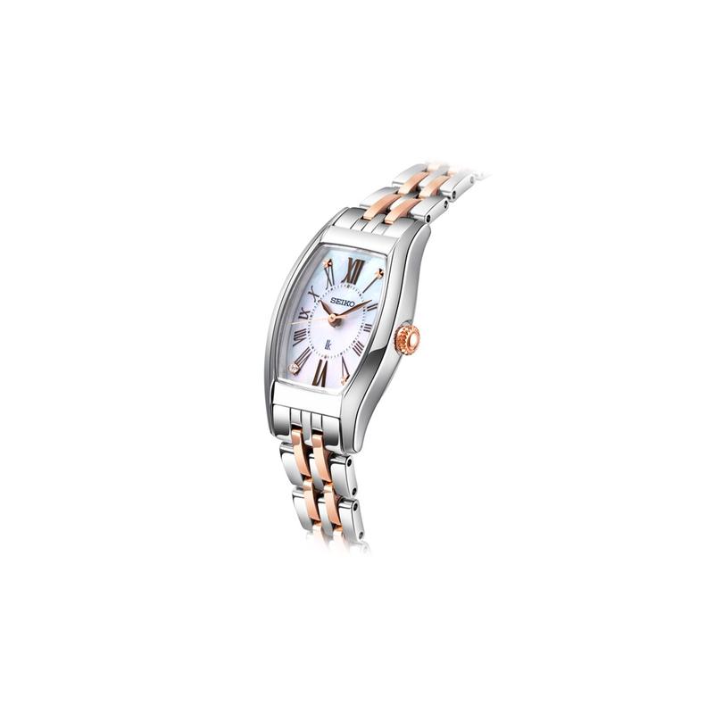 SEIKO Cocktail Series Lukia Series Fashionable 100 Meters Waterproof Solar Quartz Steel Strap 22*19mm Women’s Watch Mother-of-pearl Dial SUP439J1