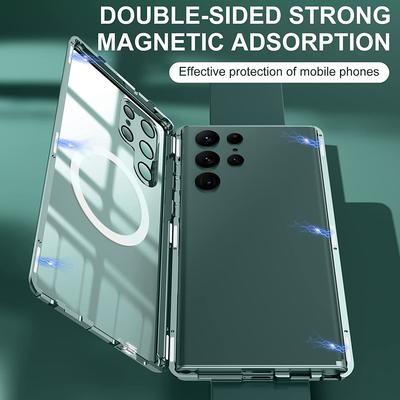 Чехол для телефона Samsung Galaxy S22 Ultra 5G Матовый ПК+Металл+Закаленное стекло Магнитная крышка