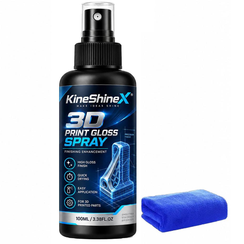 100ML 3D Print Gloss Spray Polishing Compound for PLA ABS PETG Resin, 60ml Quick Dry High Gloss Finish with Microfiber Cloth