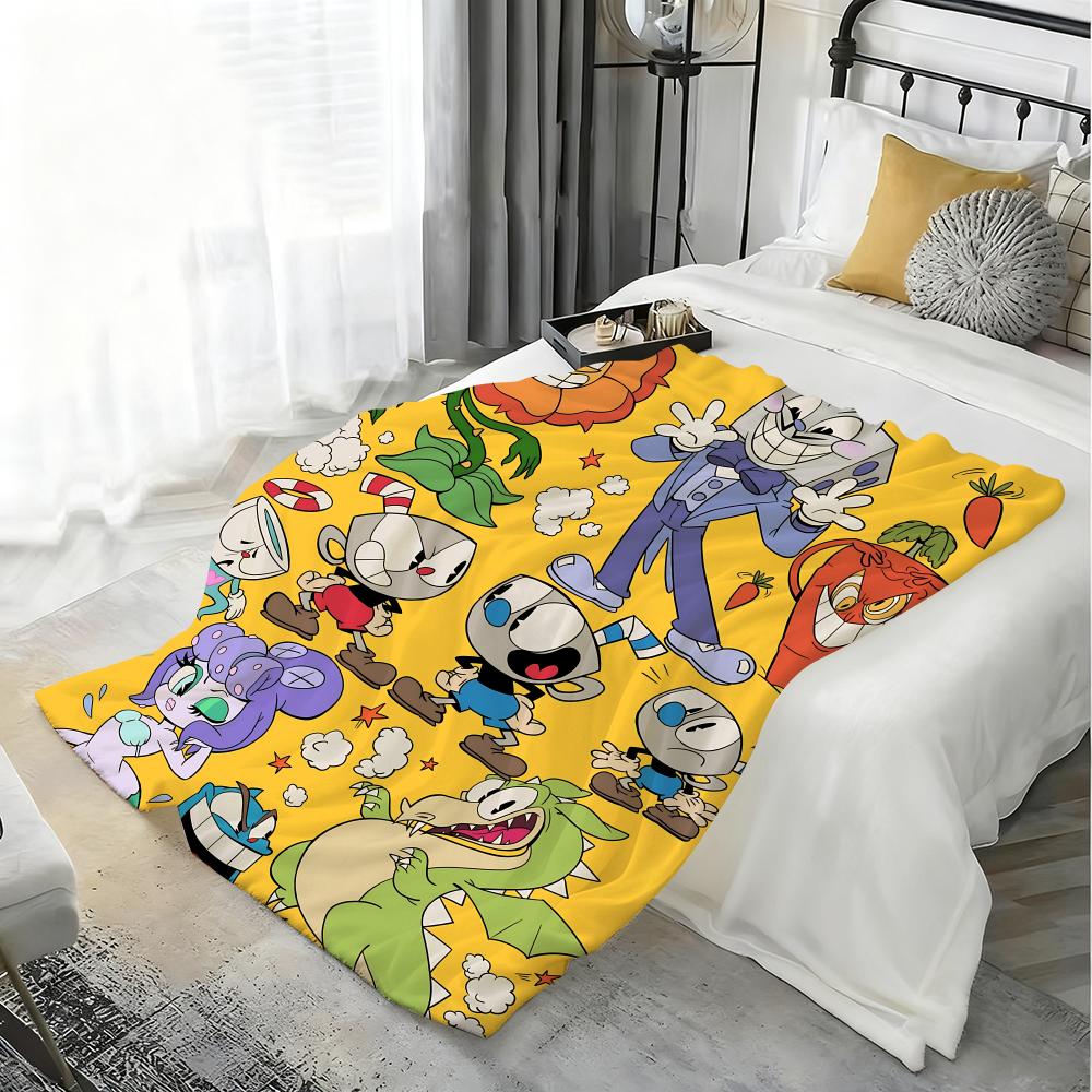 Classic Cute Game C-Cuphead Throw Kid-Friendly Flannel Throw Blanket Soft Warm Anti-Static Washable All Season