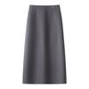 Женская серая шерстяная юбка миди бодикон - Осень/Зима 2024, высокая посадка, разрез в один шаг