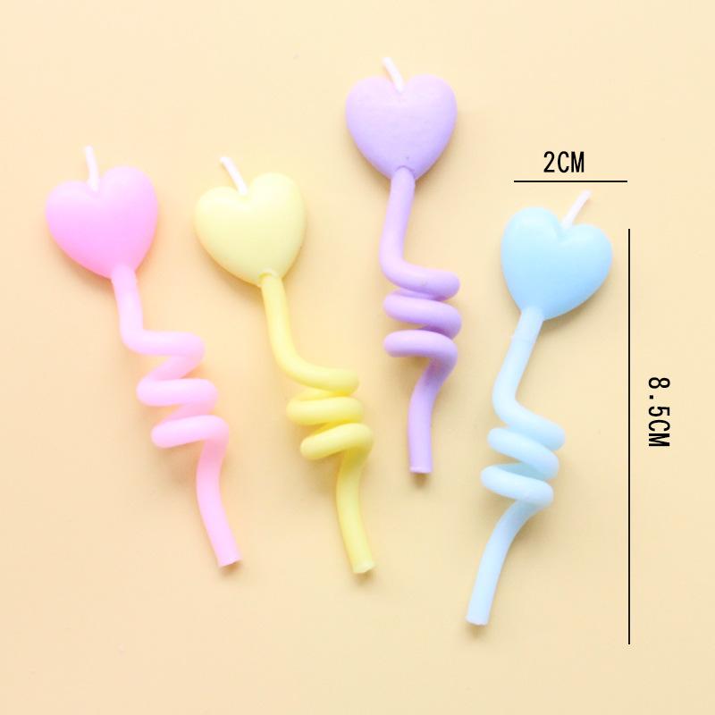 New Birthday Cake Candle Ins Style Retro Love Five-pointed Star Twist Candle Colorful Cartoon Balloon Candle