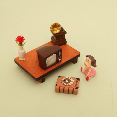 Кукольный домик Мини обеденный стол и журнальный столик Миниатюрная сцена Симуляция Ретро Деревянная мебель Модель Орнамент