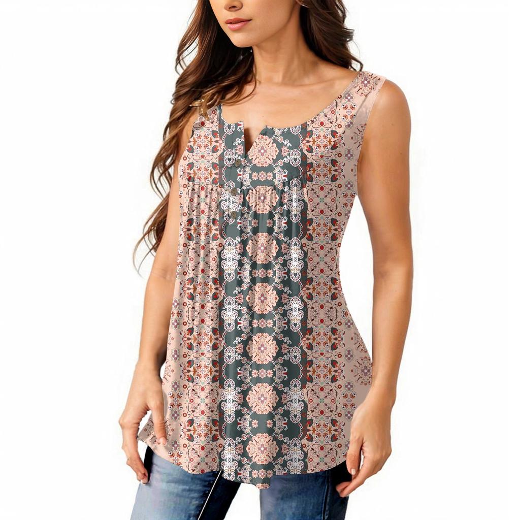 Женская мода, однотонная плиссированная повседневная футболка без рукавов, жилет на пуговицах, топ