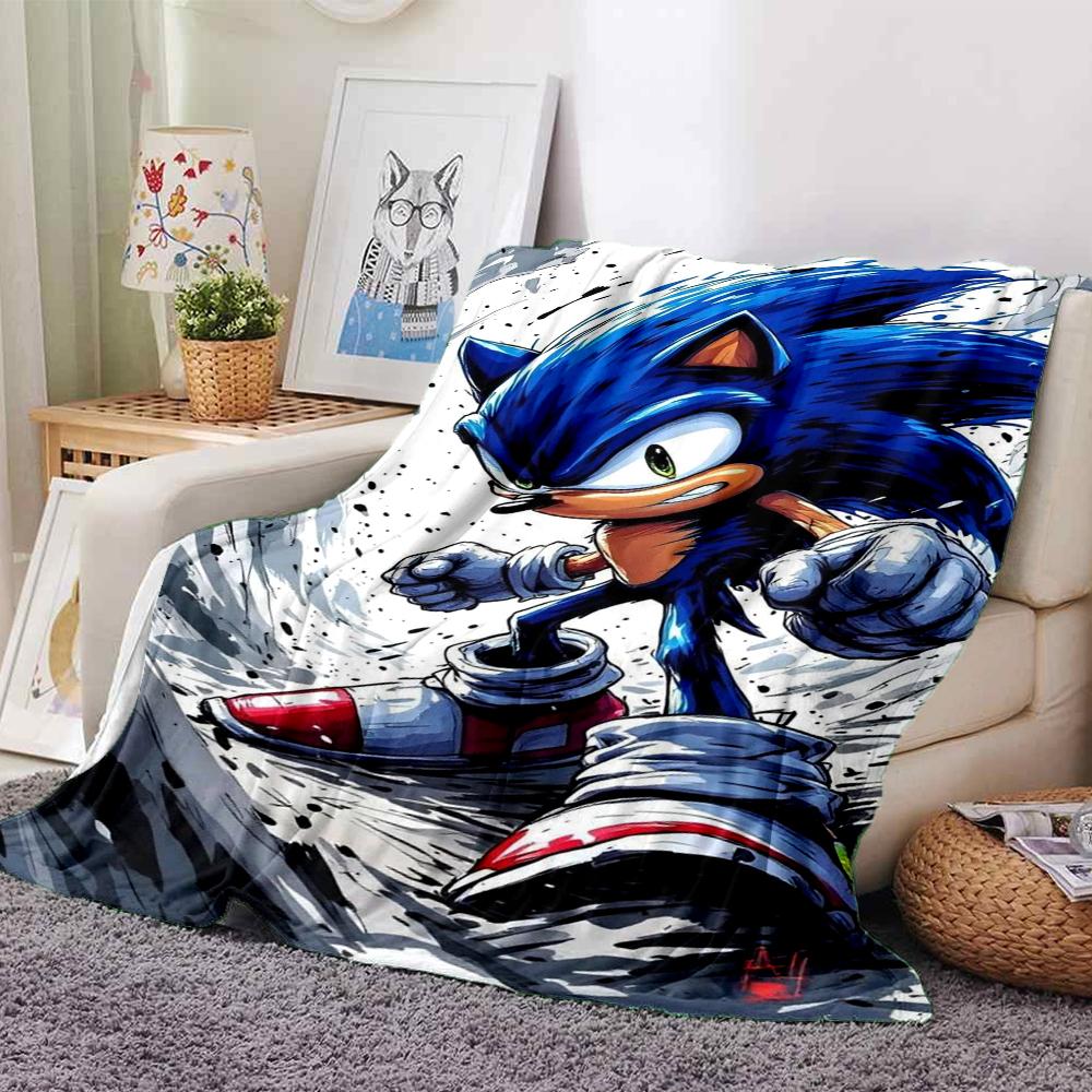 Sonic Theme Printed Blanket - Perfect for Couch, Bed, Travel & Outdoor Use | Machine Washable, Cozy & Durable.