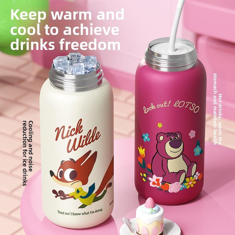 Disney Nick Judy Lotso Stitch Fox Rabbit Bear Print Stainless Steel Insulated Cup For Kids Office And School Use
